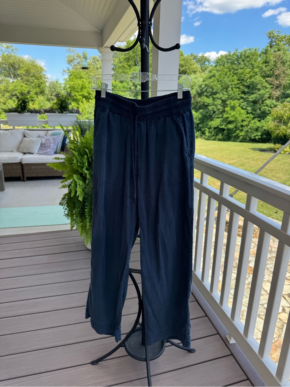 Quince 100% TENCEL™ Lyocell Wide Leg Pull-On Pants Navy Blue Small
